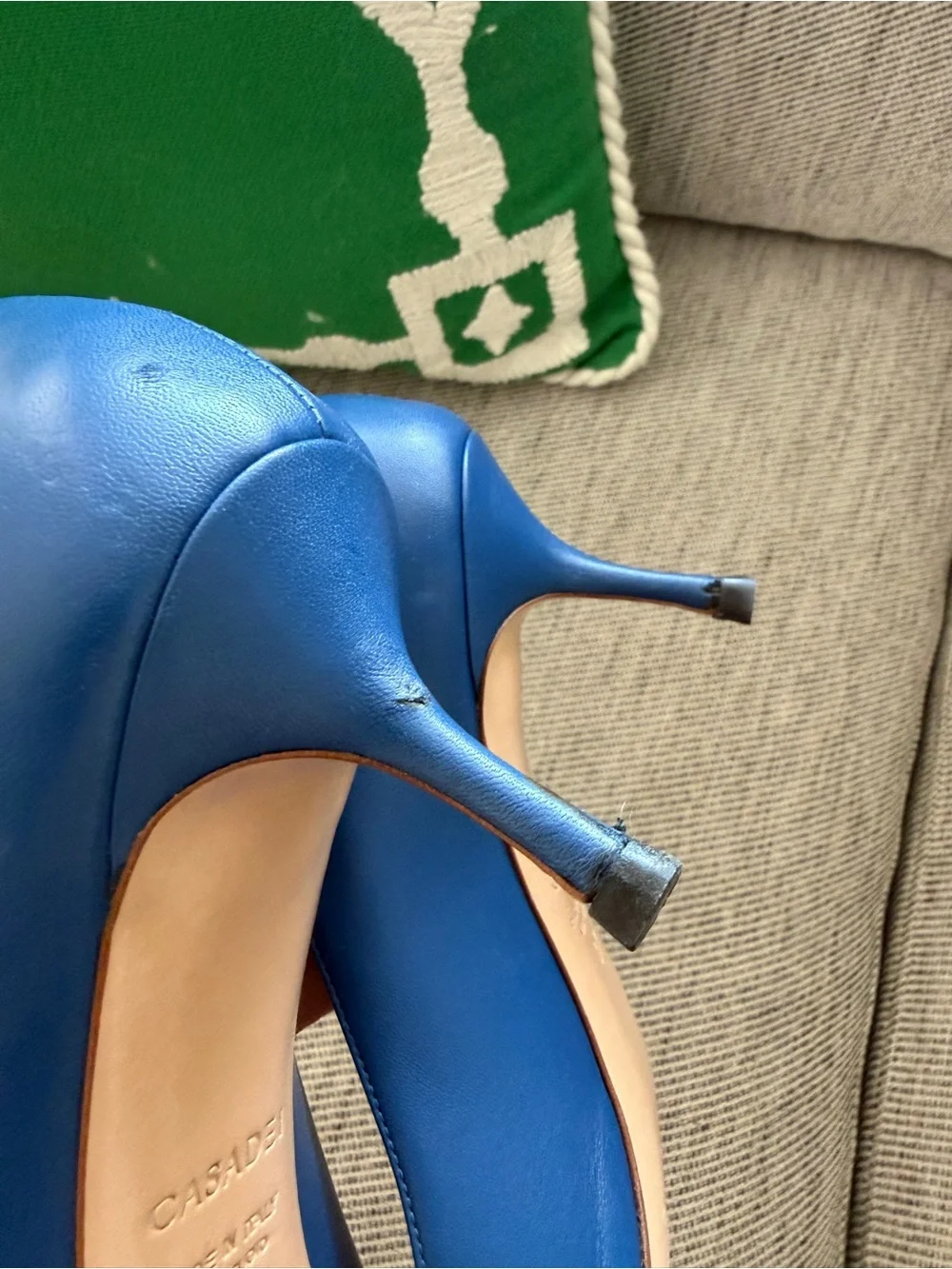 Casadei Royal Blue Pointed-Toe Leather Pumps